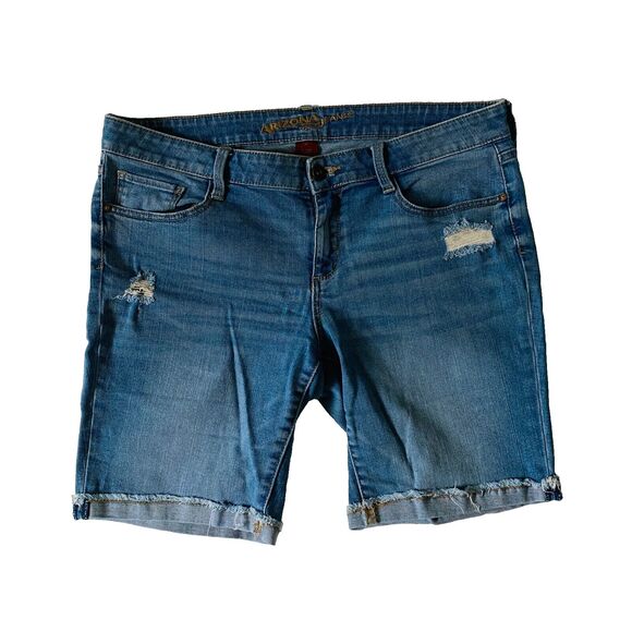 Arizona Jean Co Womens‎ Blue Denim Stretch Distressed Shorts Sz 11 - Picture 1 of 10